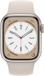 Смарт-часы Apple Watch Series 8 41 мм (алюминиевый корпус, звездный свет/звездный свет, спортивный силиконовый ремешок) - фото
