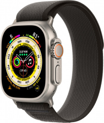 Смарт-часы Apple Watch Ultra LTE 49 мм (титановый корпус, титановый/черно-серый, нейлоновый ремешок размера S/M) - фото
