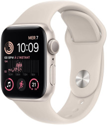 Смарт-часы Apple Watch SE 2 44 мм (алюминиевый корпус, звездный свет/звездный свет, спортивный силиконовый ремешок) - фото