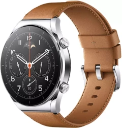 Умные часы Xiaomi Watch S1 серебристый/коричневый (международная версия) - фото
