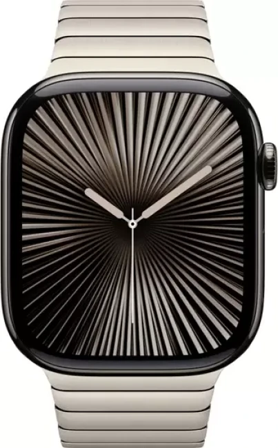 Умные часы Apple Watch Series 10 LTE 46 мм (титановый корпус, черный/натуральный, стальной ремешок) - фото2
