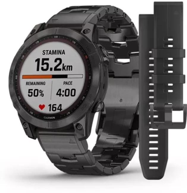 Умные часы Garmin Fenix 7X Sapphire Solar 51 мм (серый карбон/серый карбон титан) - фото