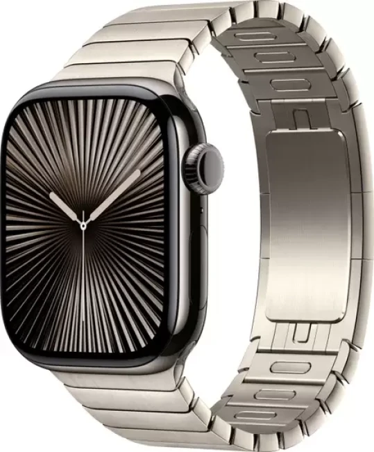 Умные часы Apple Watch Series 10 LTE 42 мм (титановый корпус, сланец/натуральный, стальной ремешок) - фото