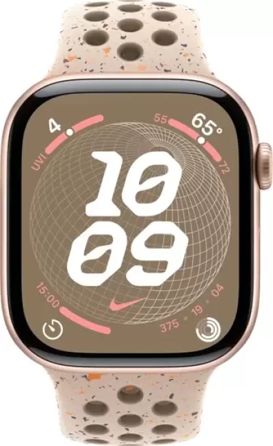 Умные часы Apple Watch Nike Series 10 46 мм (алюминиевый корпус, розовое золото/камень пустыни, спортивный силиконовый ремешок M/L) - фото2