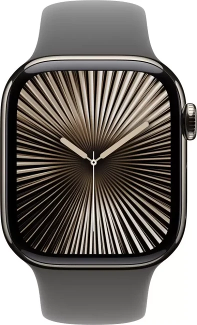 Умные часы Apple Watch Series 10 LTE 42 мм (титановый корпус, титановый/серый, спортивный силиконовый ремешок M/L) - фото2