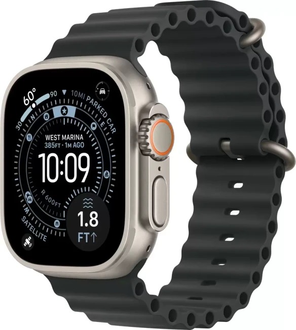 Умные часы Apple Watch Ultra 3 LTE 49 мм (титановый корпус, природный/черный, ремешок из эластомера) - фото