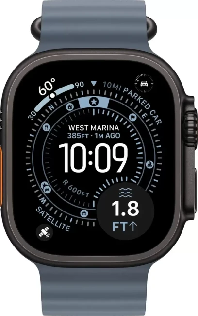 Умные часы Apple Watch Ultra 3 LTE 49 мм (титановый корпус, черный/синий, ремешок из эластомера) - фото2