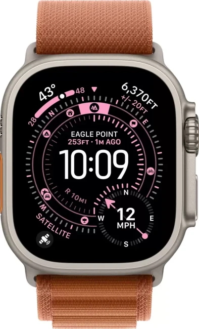 Умные часы Apple Watch Ultra 3 LTE 49 мм (титановый корпус, природный/терракота, текстильный ремешок размера L) - фото2