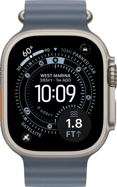 Умные часы Apple Watch Ultra 3 LTE 49 мм (титановый корпус, природный/синий, ремешок из эластомера) - фото2