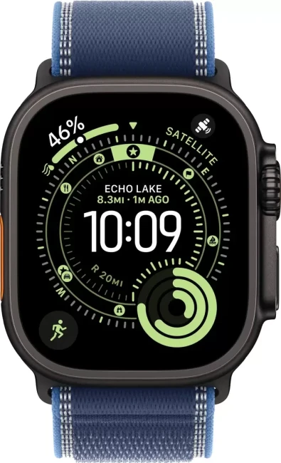 Умные часы Apple Watch Ultra 3 LTE 49 мм (титановый корпус, черный/синий, нейлоновый ремешок размера M/L) - фото2