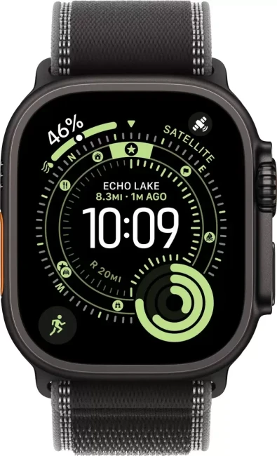 Умные часы Apple Watch Ultra 3 LTE 49 мм (титановый корпус, черный/черный, нейлоновый ремешок размера M/L) - фото2