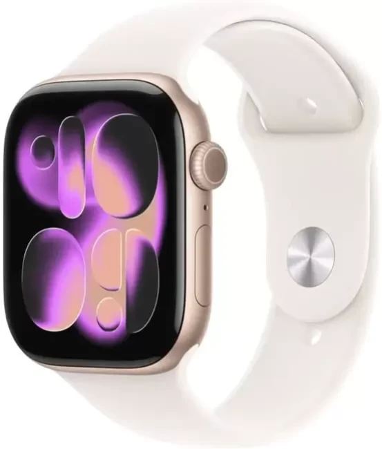 Умные часы Apple Watch Series 11 42 мм (алюминиевый корпус, розовое золото/легкие румяна, спортивный силиконовый ремешок S/M) - фото
