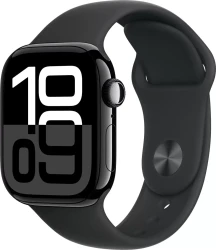 Умные часы Apple Watch Series 10 46 мм (алюминиевый корпус, черный/черный, спортивный силиконовый ремешок S/M) - фото