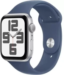 Умные часы Apple Watch SE 2 40 мм (алюминиевый корпус, серебристый/синий, спортивный силиконовый ремешок M/L) - фото