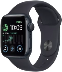 Умные часы Apple Watch SE 2 44 мм (алюминиевый корпус, полуночный/полуночный, спортивный силиконовый ремешок M/L) - фото