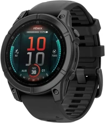 Умные часы Garmin Fenix 8 E 47мм (серая сталь, черный силиконовый ремешок) - фото