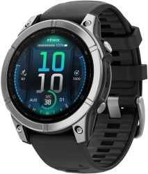 Умные часы Garmin Fenix 8 E 47мм (нержавеющая сталь, черный силиконовый ремешок) - фото