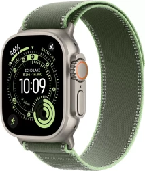 Умные часы Apple Watch Ultra 3 LTE 49 мм (титановый корпус, природный/зеленый, нейлоновый ремешок размера M/L) - фото