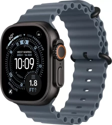 Умные часы Apple Watch Ultra 3 LTE 49 мм (титановый корпус, черный/синий, ремешок из эластомера) - фото