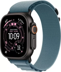 Умные часы Apple Watch Ultra 3 LTE 49 мм (титановый корпус, черный/голубой, текстильный ремешок размера L) - фото