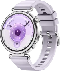 Умные часы Huawei Watch GT 6 41 мм (серебристый, с сиреневым силиконовым ремешком, международная версия) - фото